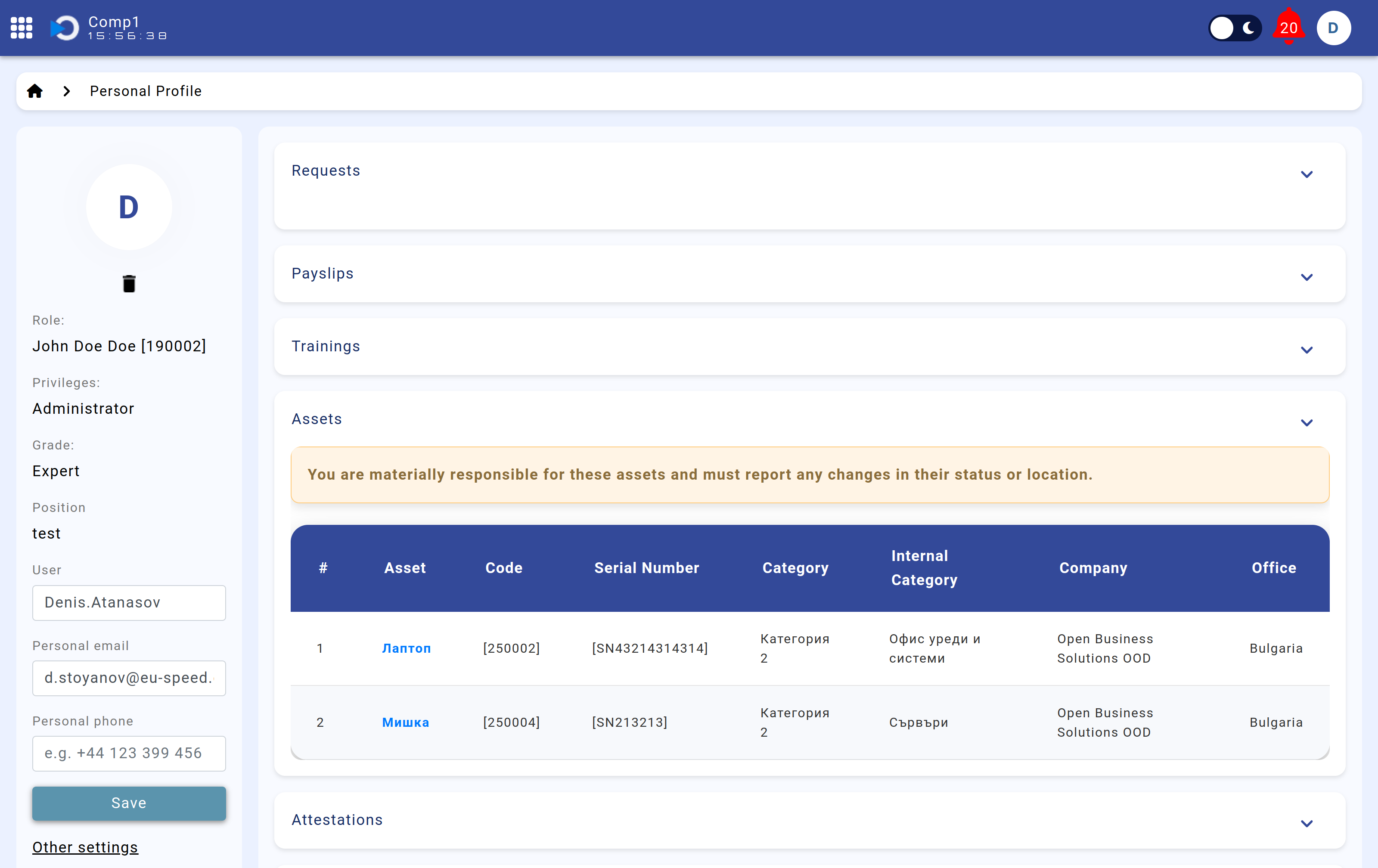 Assigned Assets Overview