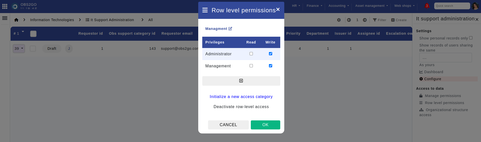 Row Level Permissions