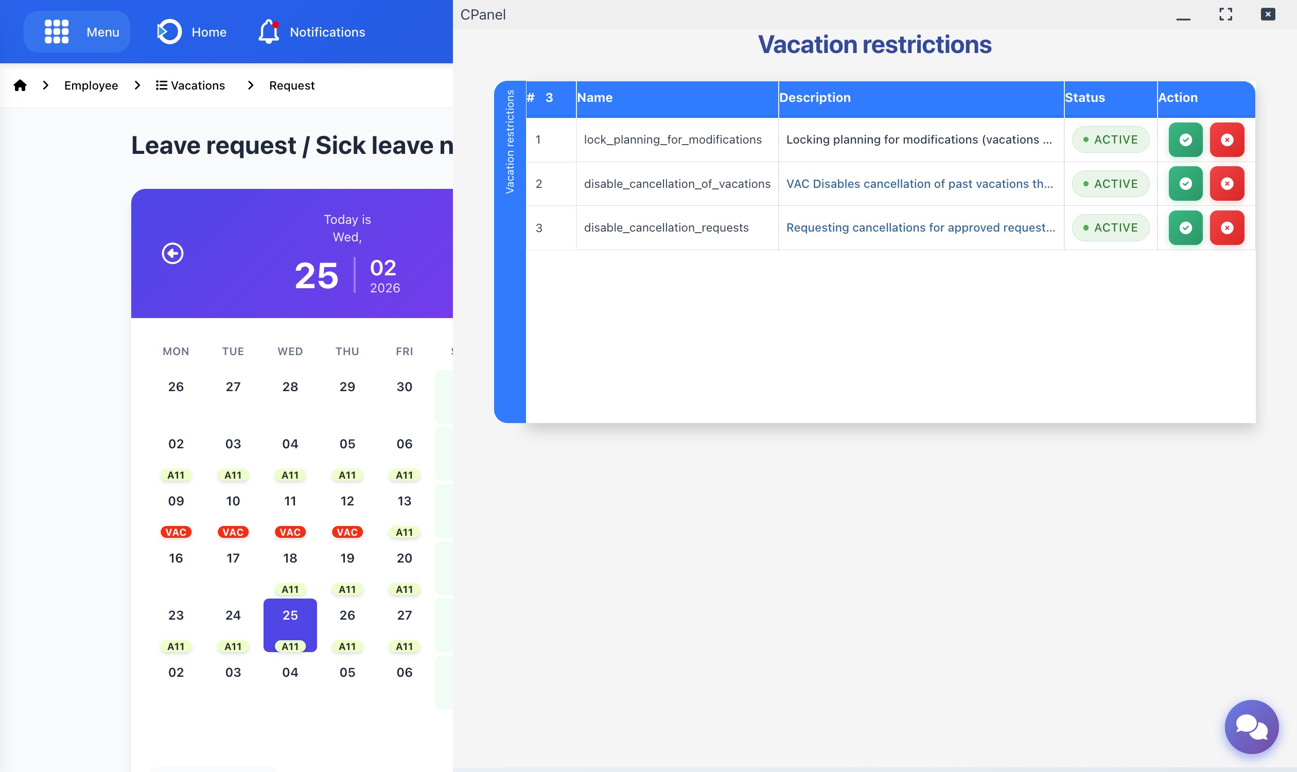 Request on behalf of button