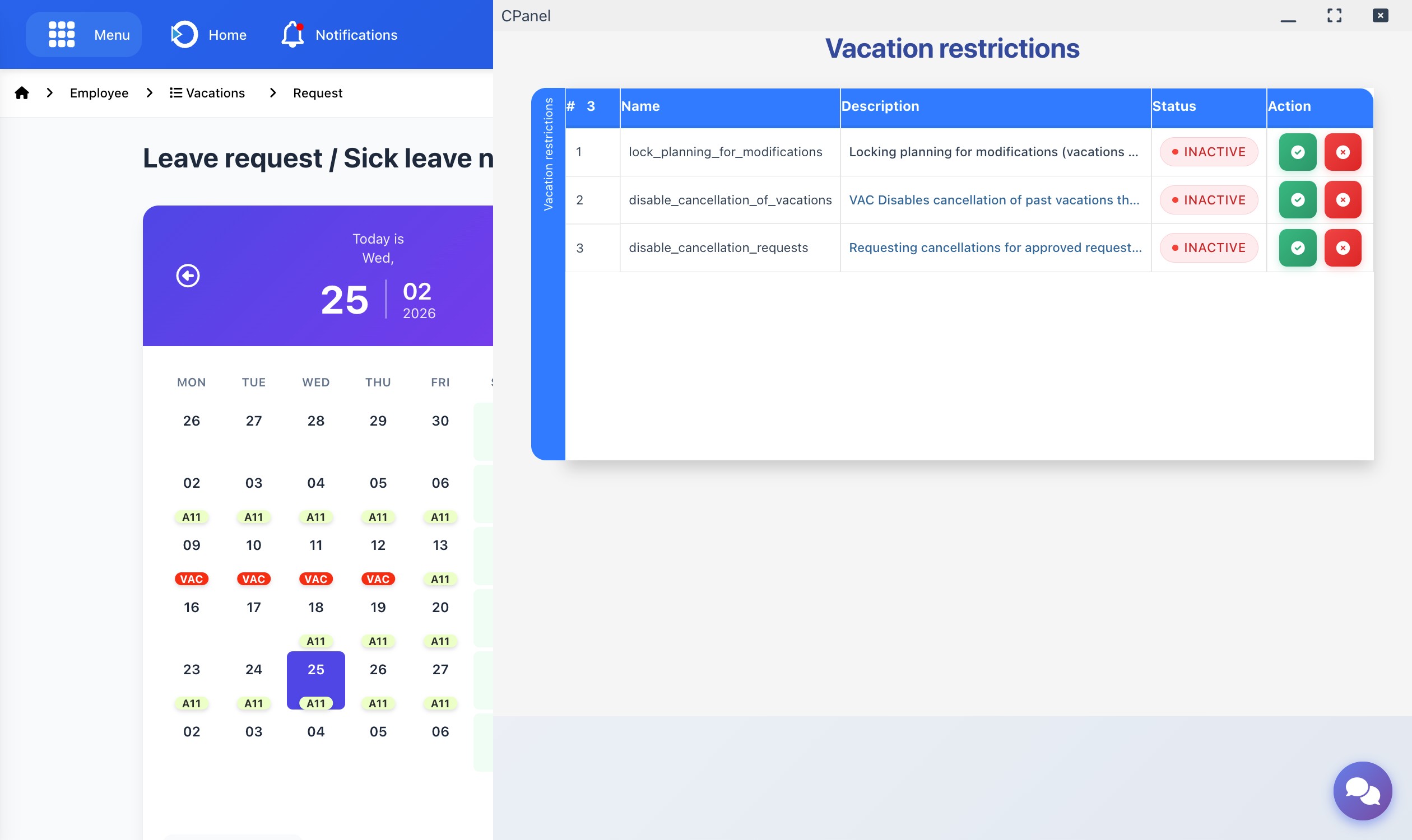 Request on behalf of button