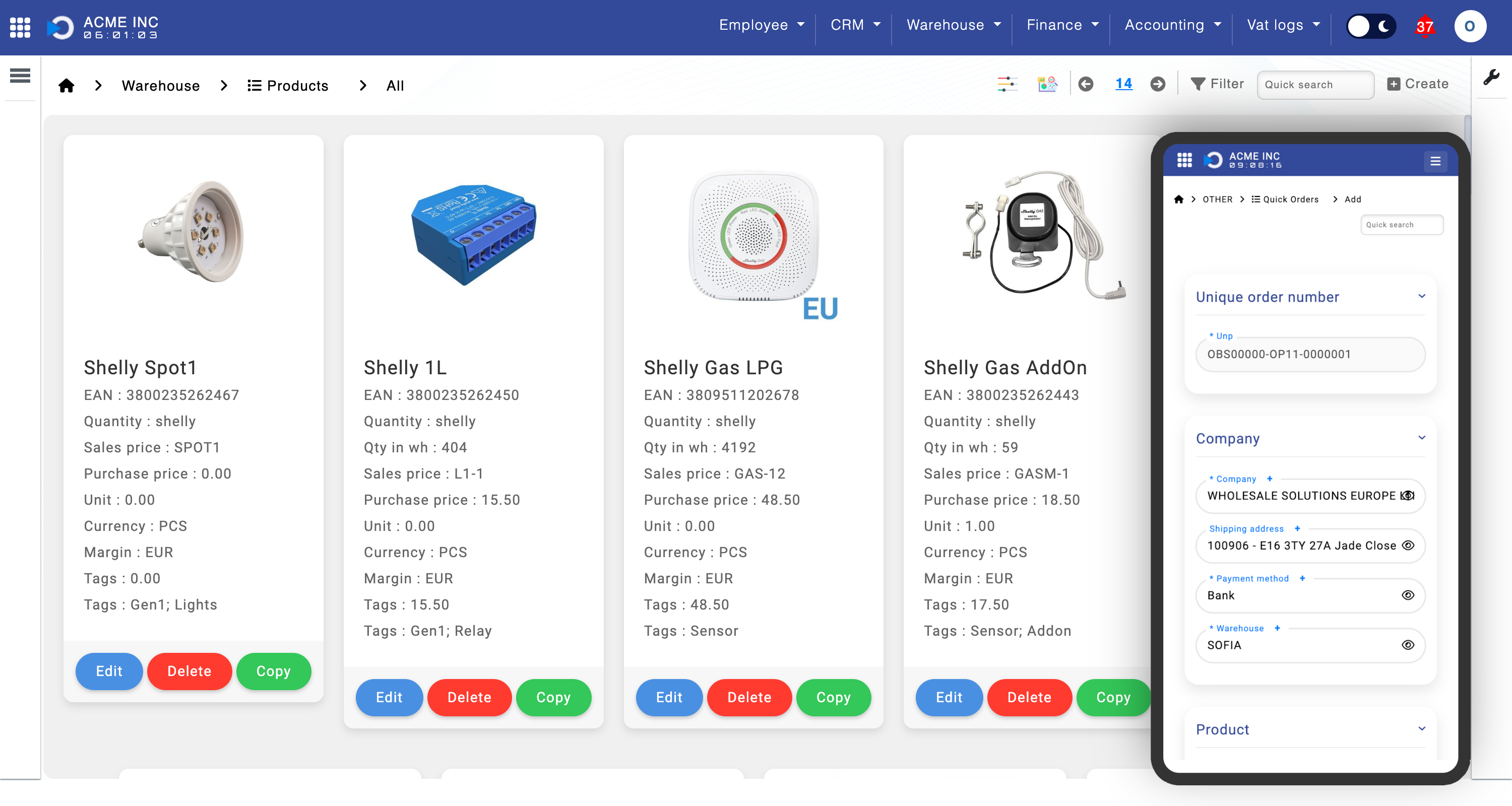 Warehouse Management Interface