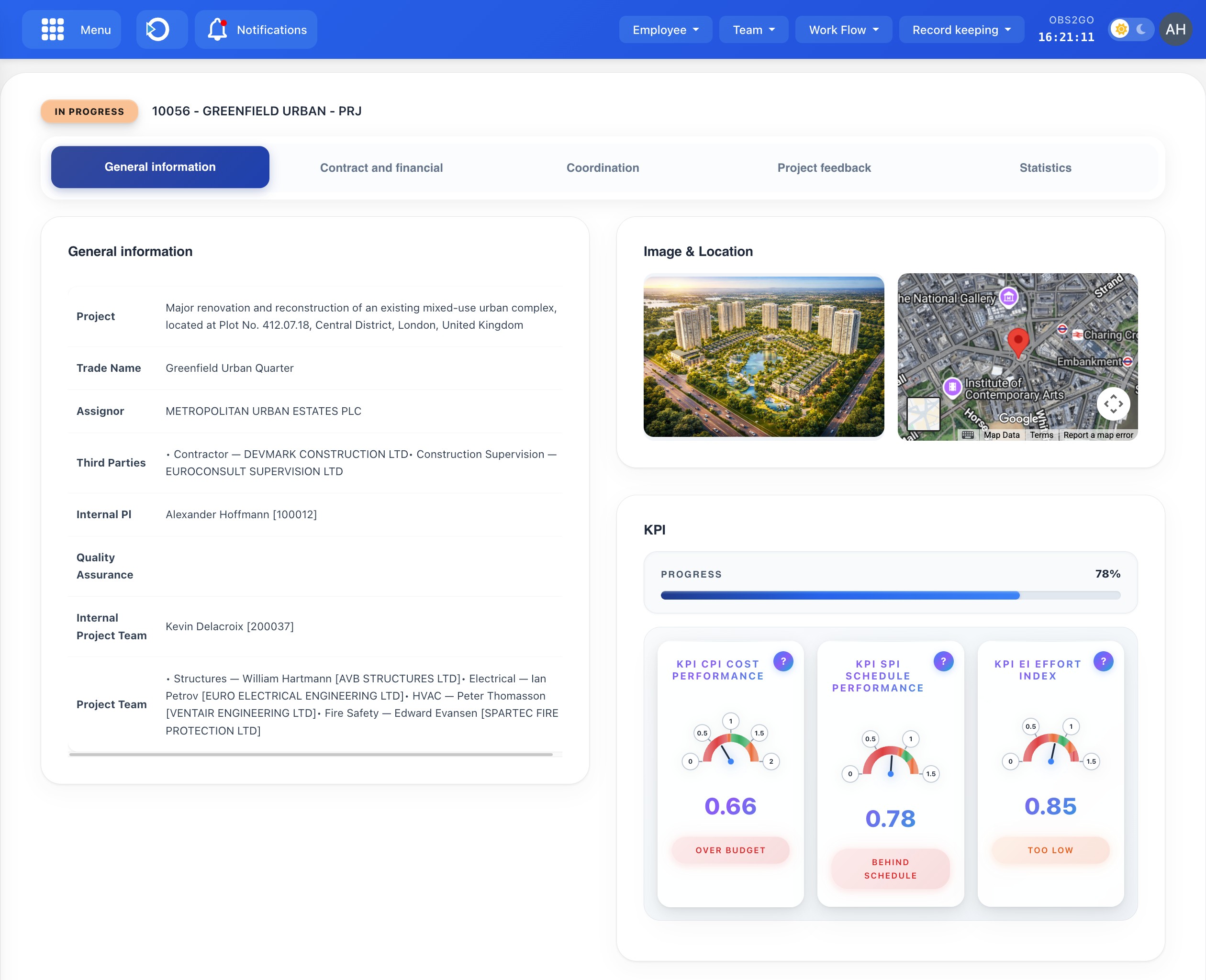 OBS ERP Cloud Dashboard Interface