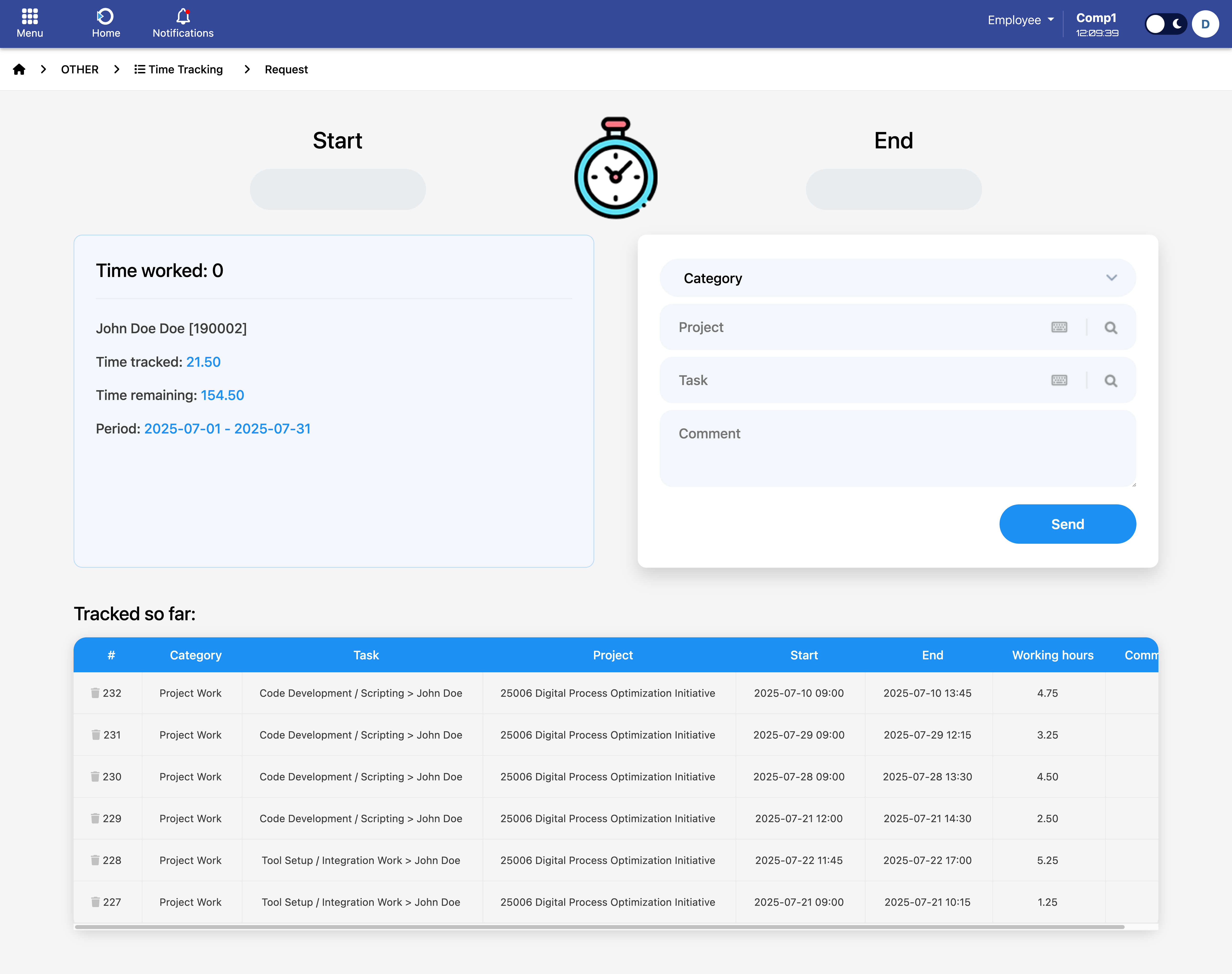 Time Tracking Module