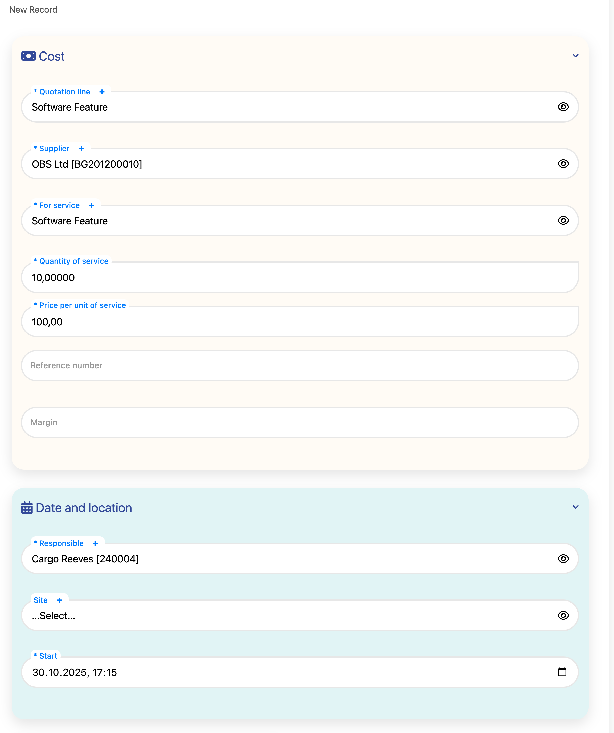 Subcontracting Costs Form