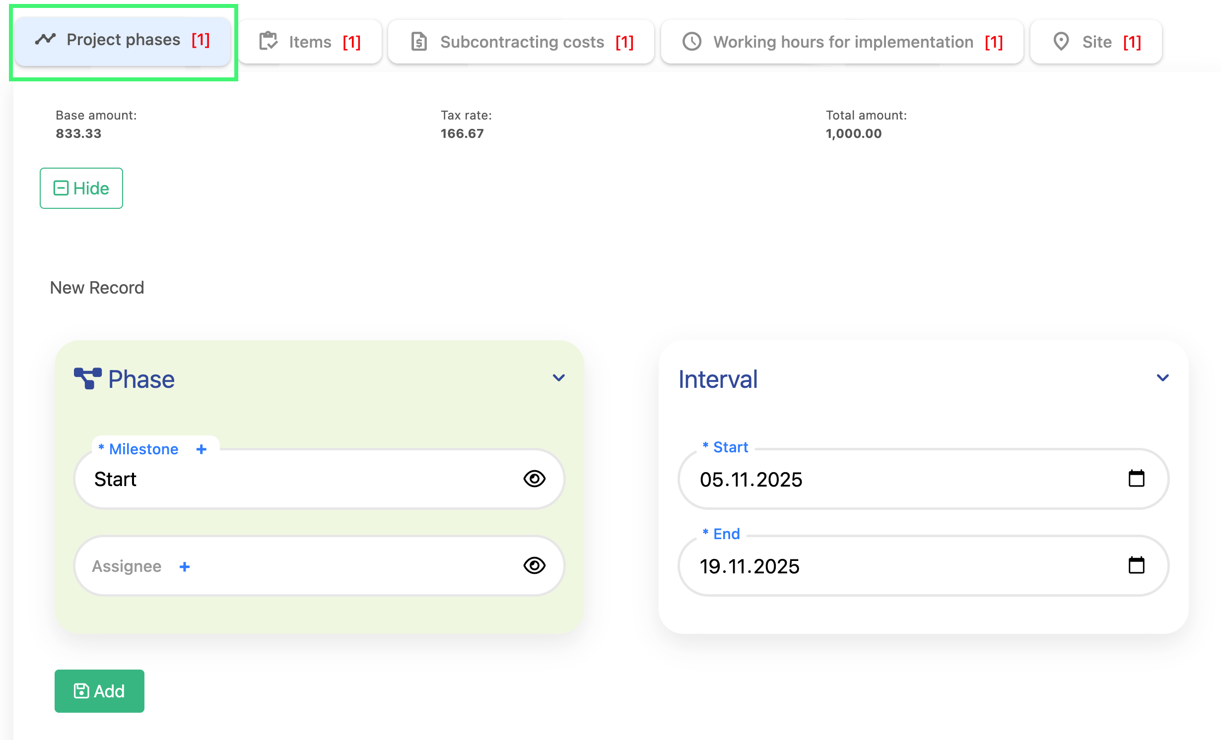 Project Phase Example