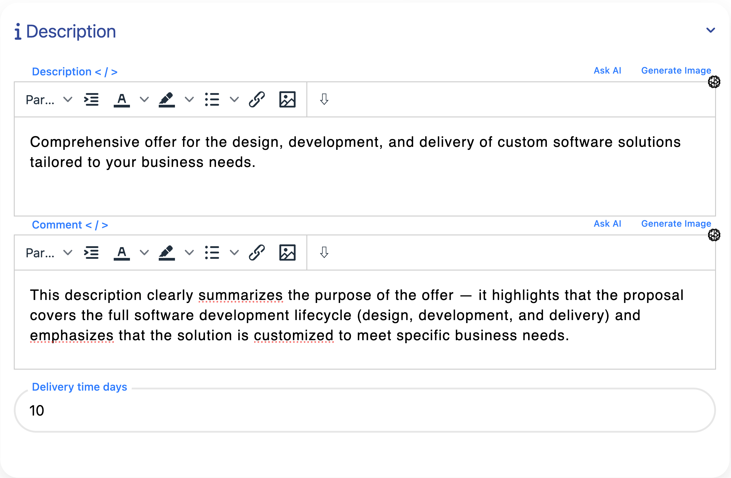 Description Section Header