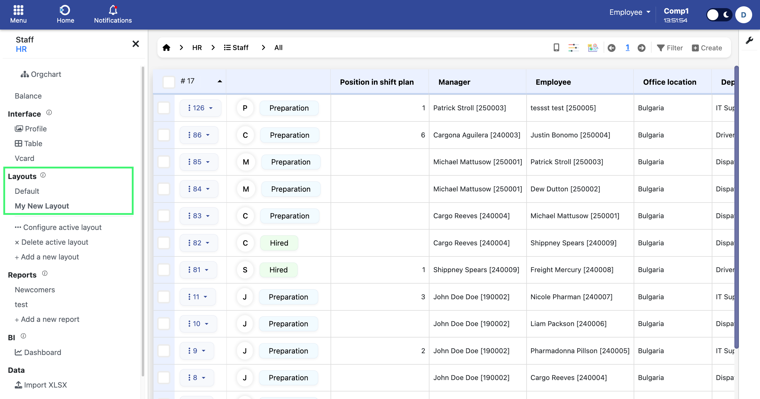 Active layout management